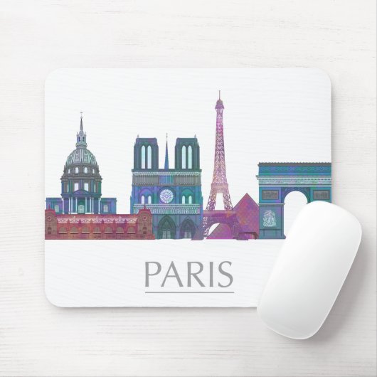 Paris Skyline Colored Gebäude Mousepad (Mit Mouse)