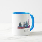 Paris Skyline Colored Gebäude Tasse (VorderseiteRechts)