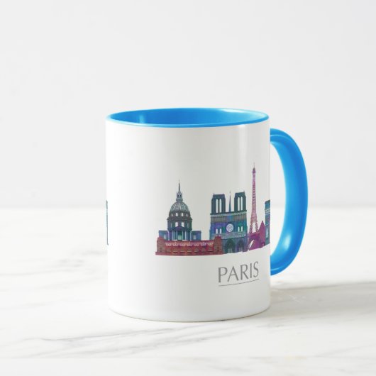 Paris Skyline Colored Gebäude Tasse (VorderseiteRechts)