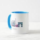 Paris Skyline Colored Gebäude Tasse (Vorderseite Links)