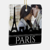 Paris Skyline Eiffel Tower Couples Weihnachten Keramikornament (Rechts)