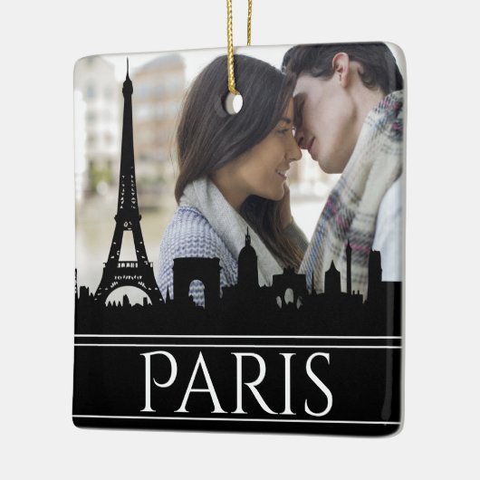 Paris Skyline Eiffel Tower Couples Weihnachten Keramikornament (Links)