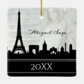 Paris Skyline Eiffel Tower Foto Weihnachten Keramikornament (Rückseite)