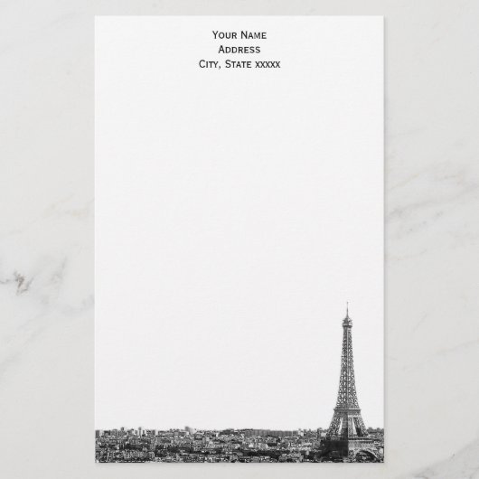Paris Skyline Etched 01 Stationery Briefpapier (Vorderseite)