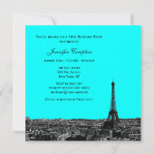 Paris Skyline Etched BG Color SQ Sweet 16 Einladung (Rückseite)