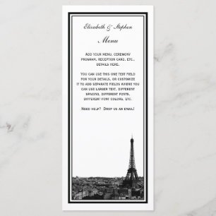 Paris Skyline Etched Gerahmt Menu Card Menükarte