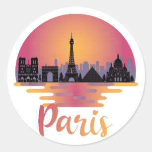 Paris Skyline - Frankreich Reisen Runder Aufkleber