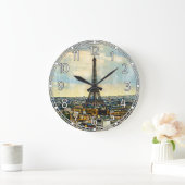 Paris Skyline mit Eiffelturm Große Wanduhr (Zuhause)