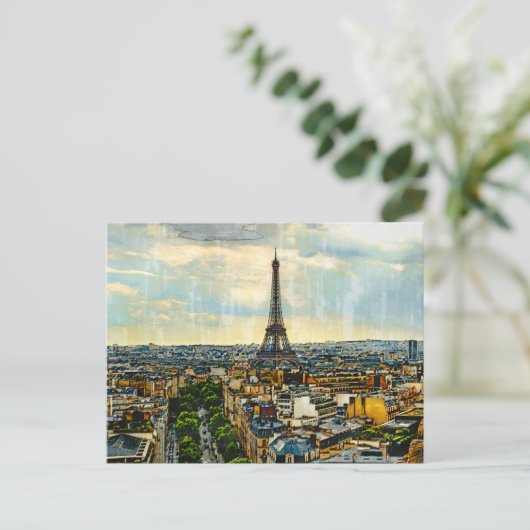 Paris Skyline mit Eiffelturm Postkarte (Stehend Vorderseite)