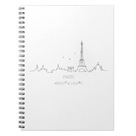 Paris Skyline mit Koordinaten Notizheft Notizblock