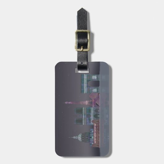 Paris Skyline Nachts Reflektionen Gepäckanhänger (Vorderseite vertikal)