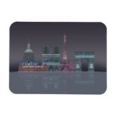 Paris Skyline Nachts Reflektionen Magnet (Horizontal)