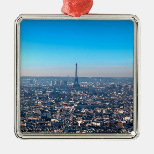 Paris Skyline Silbernes Ornament (Vorne)