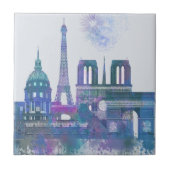 Paris Skyline - Watercolor Blue Fliese (Vorderseite)