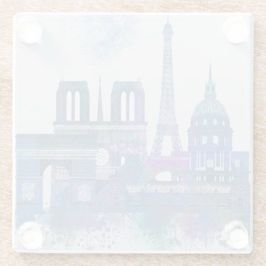 Paris Skyline - Watercolor Blue Glasuntersetzer (Rückseite)