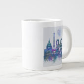Paris Skyline - Watercolor Blue Jumbo-Tasse (Vorderseite Rechts)