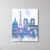 Paris Skyline - Watercolor Blue Leinwanddruck (Vorderseite)