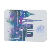 Paris Skyline - Watercolor Blue Magnet (Horizontal)