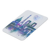 Paris Skyline - Watercolor Blue Magnet (Linke Seite)