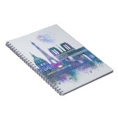 Paris Skyline - Watercolor Blue Notizblock (Rechte Seite)