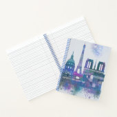 Paris Skyline - Watercolor Blue Notizblock (Innenseite)