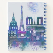 Paris Skyline - Watercolor Blue Notizblock (Rückseite)