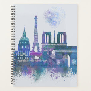 Paris Skyline - Watercolor Blue Planer