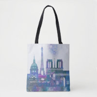 Paris Skyline - Watercolor Blue