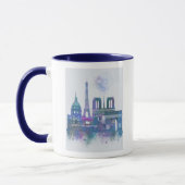 Paris Skyline - Watercolor Blue Tasse (Links)