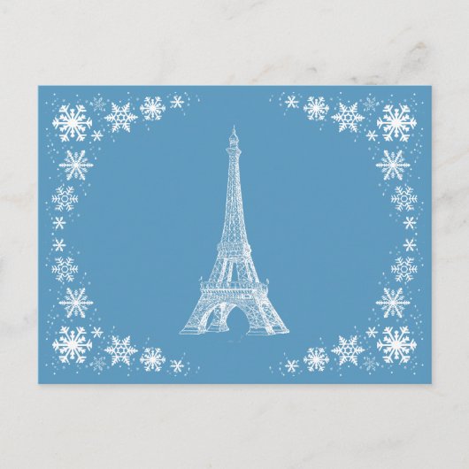 Paris Snow French Postcard Postkarte (Vorderseite)