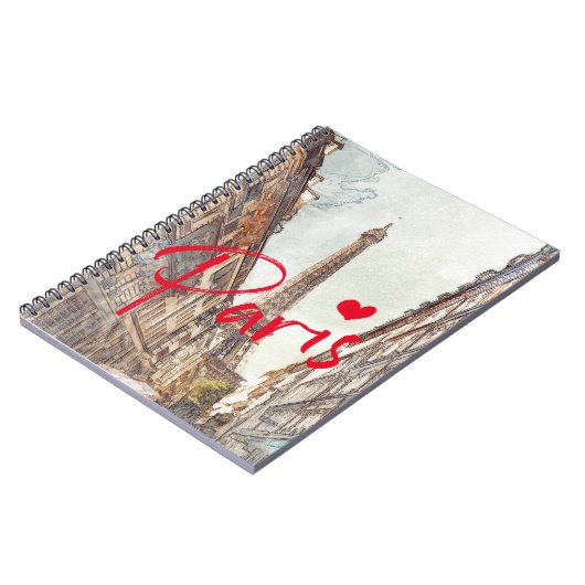 Paris Spiral Foto Notebook Notizblock (Linke Seite)
