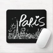 Paris-Stadt-Gekritzel Mousepad (Mit Mouse)