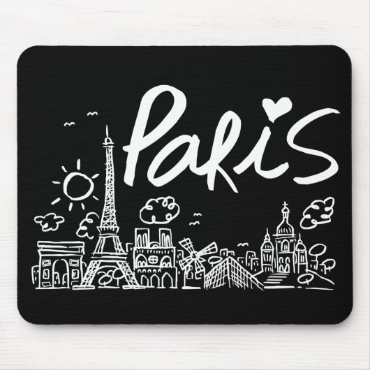 Paris-Stadt-Gekritzel Mousepad (Vorne)