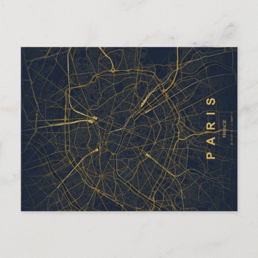 Paris Stadtplan Minimale Postkarte (Vorderseite)