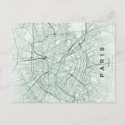 Paris Stadtplan Minimale Postkarte (Vorderseite)
