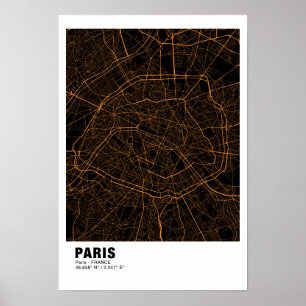 Paris-Stadtplanposter - Frankreich im goldenen Kar Poster