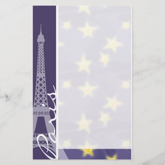 Paris Starry Night; Eiffelturm Briefpapier (Vorderseite)