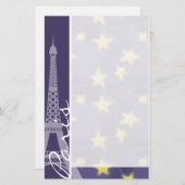 Paris Starry Night; Eiffelturm Briefpapier (Vorne/Hinten)