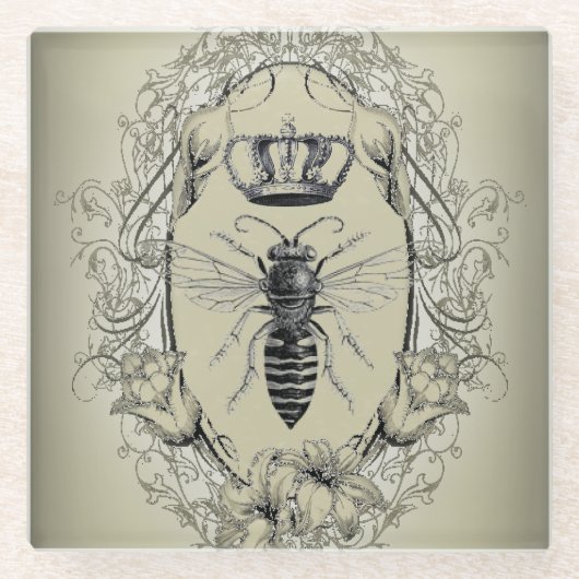 Paris-Steampunk-Imker-Krone Glasuntersetzer (Vorderseite)