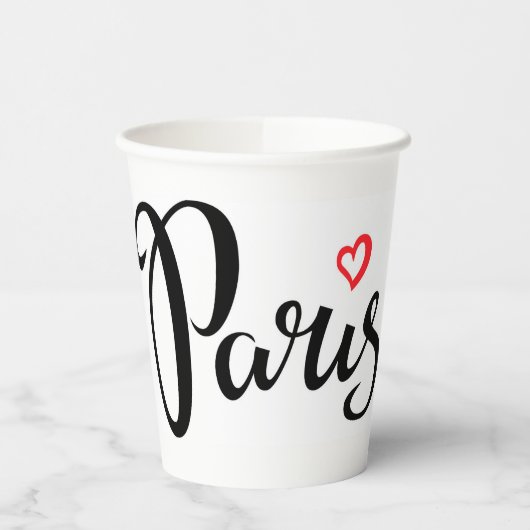 Paris-Stickerei mit Herz Pappbecher (Links)