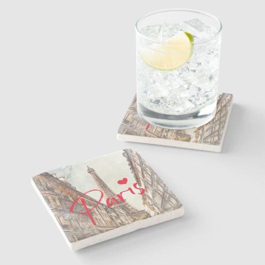 Paris Stone Untersetzer (Seitenansicht)