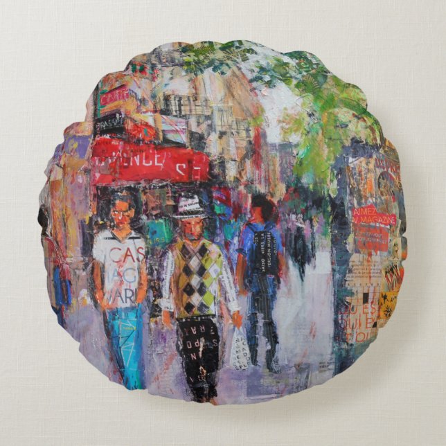 Paris-Straße Rundes Kissen (Vorderseite)
