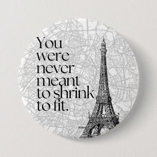 Paris-Straßenkarte & Eiffel-Turm-Zitat Wandkunst Button
