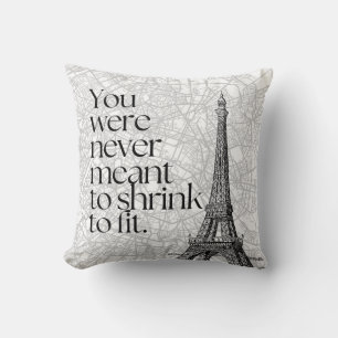 Paris-Straßenkarte & Eiffel-Turm-Zitat Wandkunst Kissen