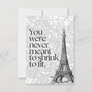 Paris-Straßenkarte und Eiffel-Turm-Zitat-Wandkunst Dankeskarte
