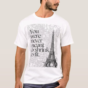 Paris-Straßenkarte und Eiffel-Turm-Zitat-Wandkunst T-Shirt