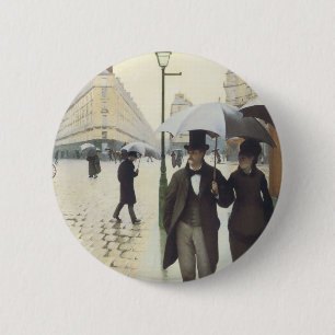 Paris Street, Rainy Day by Caillebotte Button