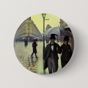 Paris Street Rainy Day by Gustave Caillebotte Button