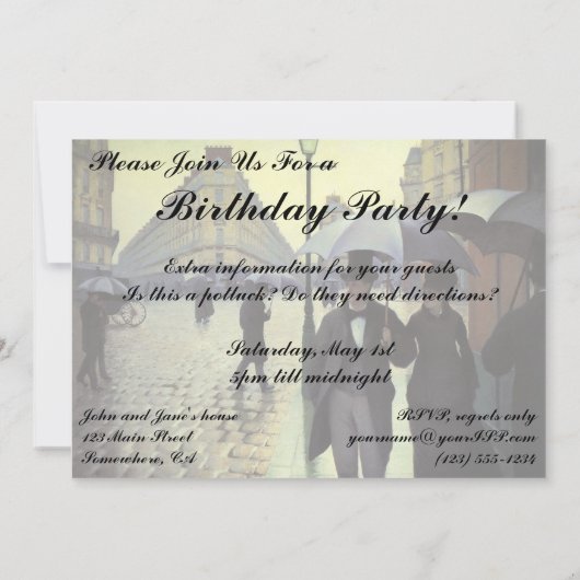 Paris Street Rainy Day by Gustave Caillebotte Einladung (Rückseite)