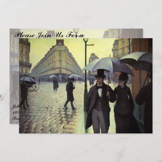 Paris Street Rainy Day by Gustave Caillebotte Einladung (Vorne/Hinten)